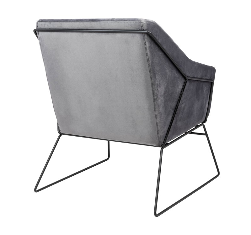 Fotel EMMA VELVET ciemny szary welur - podstawa czarna