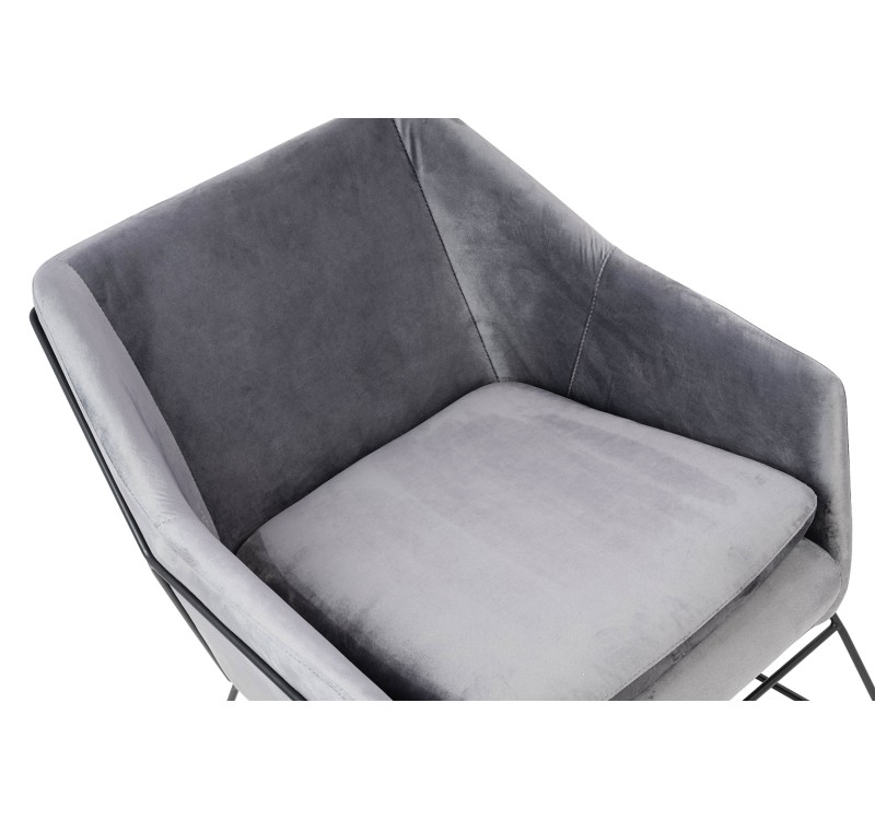 Fotel EMMA VELVET ciemny szary welur - podstawa czarna