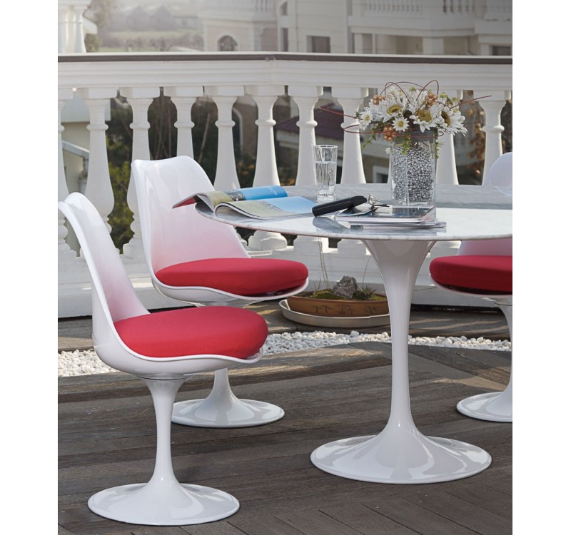 Stół TULIP MARBLE 120 CARRARA biały - blat okrągły marmurowy, metal