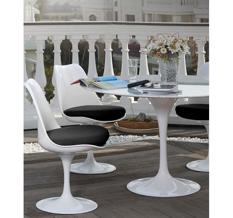 Stół TULIP MARBLE 120 CARRARA biały - blat okrągły marmurowy, metal