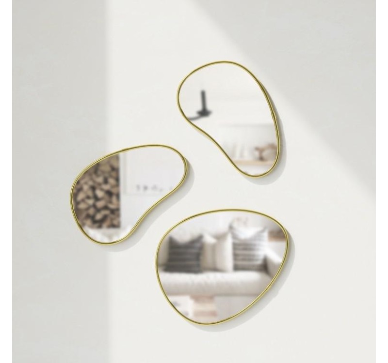 UMBRA zestaw trzech luster HUBBA złote