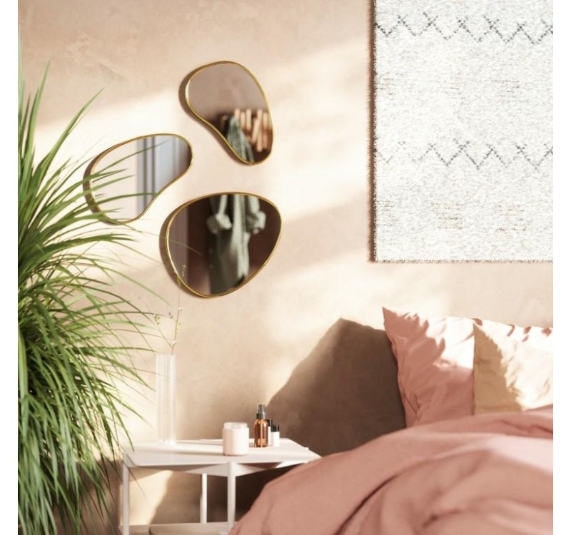 UMBRA zestaw trzech luster HUBBA złote