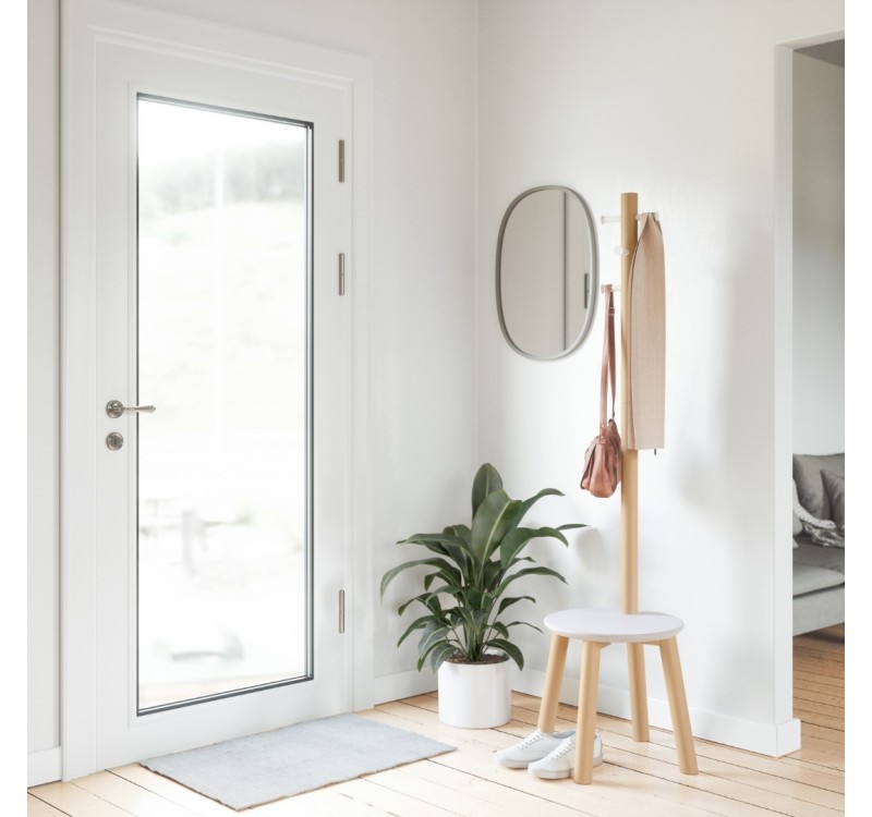 UMBRA stołek i wieszak na ubrania PILLAR biały / naturalny