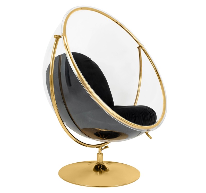Fotel BUBBLE STAND 2 GOLD VELVET poduszka czarna