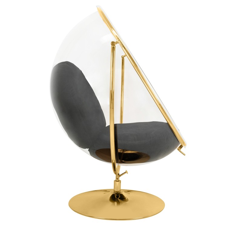 Fotel BUBBLE STAND 2 GOLD VELVET poduszka czarna