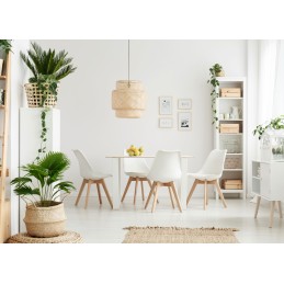Zestaw 4 krzeseł krzesło do salonu jadalni z poduszką białe ModernHome