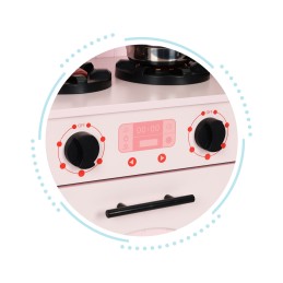 Drewniana kuchnia dla dzieci piekarnik palniki mikrofala akcesoria ECOTOYS