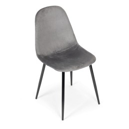 Komplet 4 krzeseł welurowych krzesło do jadalni i salonu szare ModernHome