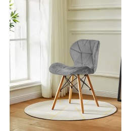 Komplet 4 krzeseł welurowych do jadalni i salonu szare ModernHome