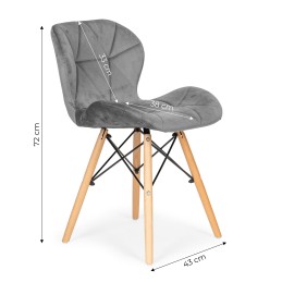 Komplet 4 krzeseł welurowych do jadalni i salonu szare ModernHome