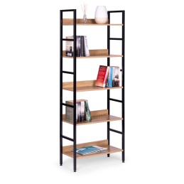 Regał loftowy wysoki 5 półek metal MDF ModernHome