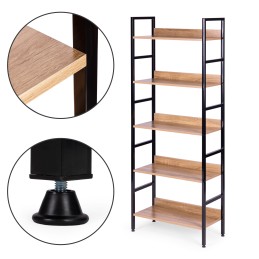 Regał loftowy wysoki 5 półek metal MDF ModernHome