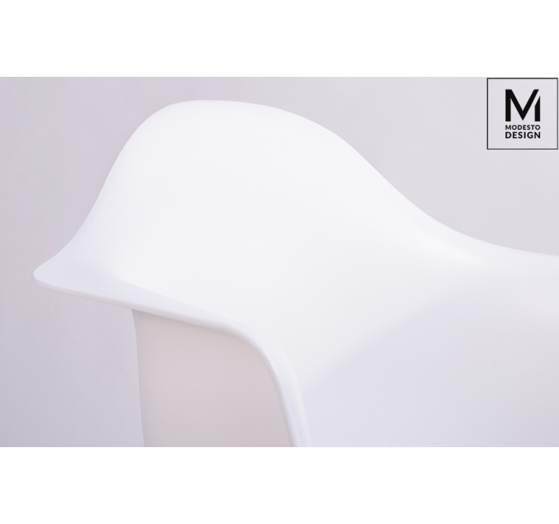 MODESTO fotel DAW DSW biały - polipropylen, nogi bukowe