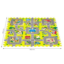 Mata piankowa dla dzieci miasto 9 elementów 90,5x90,5 cm IPLAY