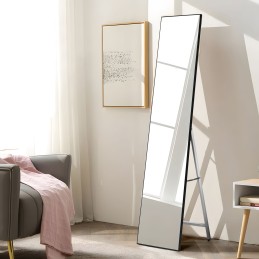 Duże lustro stojące 159 cm aluminium czarna rama  ModernHome