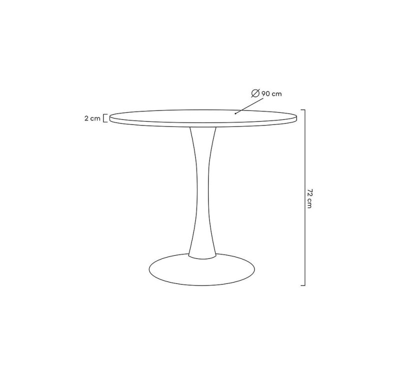 MODESTO stół TULIP FI 90 biały - MDF, podstawa metalowa