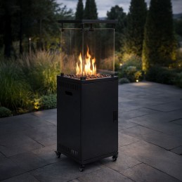 Ogrzewacz gazowy promiennik grzejnik 13 kW szklany na ogród patio reduktor kamienie wulkaniczne pokrowiec MultiGarden