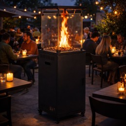 Ogrzewacz gazowy promiennik grzejnik 13 kW szklany na ogród patio reduktor kamienie wulkaniczne pokrowiec MultiGarden