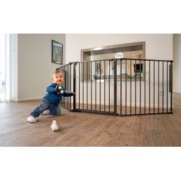 Bramka kojec barierka ochronna dla dzieci i zwierząt 5 paneli 60 cm metal czarny ECOTOYS