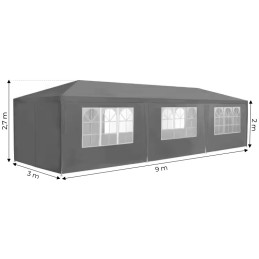 Namiot pawilon ogrodowy handlowy 3x9 m 8 ścianek szary MultiGarden