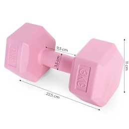 Hantle sześciokątne zestaw 2x3 kg ciężarki do ćwiczeń obciążniki fitness różowe ModernHome