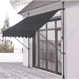Markiza przeciwsłoneczna balkonowa 300x120 cm regulacja wysokości wodoodporna korbka ręczna szara MultiGarden