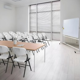 Komplet 4 krzeseł składanych zestaw cateringowy metal HDPE białe MultiGarden