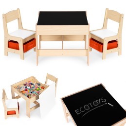 Zestaw mebli dla dzieci stolik + 2 krzesła tablica kredowa ECOTOYS