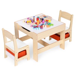 Zestaw mebli dla dzieci stolik + 2 krzesła tablica kredowa ECOTOYS