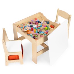 Zestaw mebli dla dzieci stolik + 2 krzesła tablica kredowa ECOTOYS