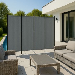 Składany parawan ogrodowy pokojowy 4-panelowy 167x216 cm szary MultiGarden