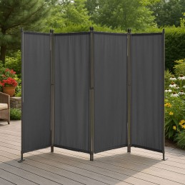 Składany parawan ogrodowy pokojowy 4-panelowy 167x216 cm szary MultiGarden