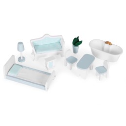 Domek dla lalek Alice 3 piętra 4 pomieszczenia komplet 9 mebelków ECOTOYS