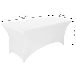Obrus uniwersalny pokrowiec na stół cateringowy 240 cm 8FT biały elastyczny MultiGarden