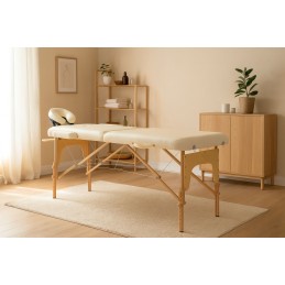Drewniany stół do masażu i rehabilitacji 2-segmentowy składany w walizkę + torba ModernHome