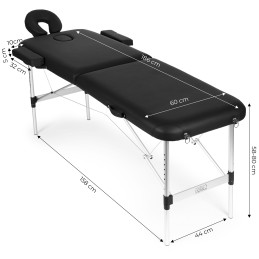 Aluminiowy stół do masażu i rehabilitacji 2-segmentowy składany w walizkę + torba ModernHome