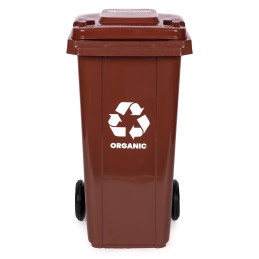 Zestaw 2 koszy na śmieci pojemniki 2x120L czarny brązowy odpady zmieszane BIO gumowe koła