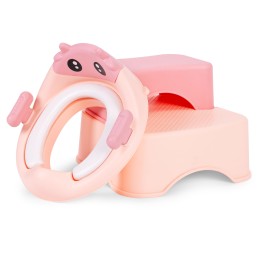 Nakładka na toaletę ze schodkami podestem dla dzieci różowa ECOTOYS