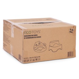 Nakładka na toaletę ze schodkami podestem dla dzieci różowa ECOTOYS