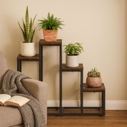Kwietnik stojący stojak na kwiaty ozdoby 4 półki loft ModernHome
