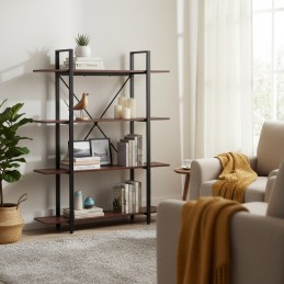 Regał loftowy industrialny do salonu biura 4 półki metalowa rama ModernHome