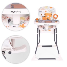 Fotelik krzesełko do karmienia dzieci składane + zabawki ECOTOYS