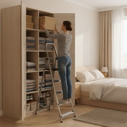 Drabina aluminiowa jednostronna 5 stopni składana z podestem 150 kg ModernHome