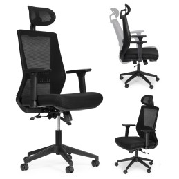 Fotel biurowy obrotowy ergonomiczny regulacja wysokości czarny ModernHome