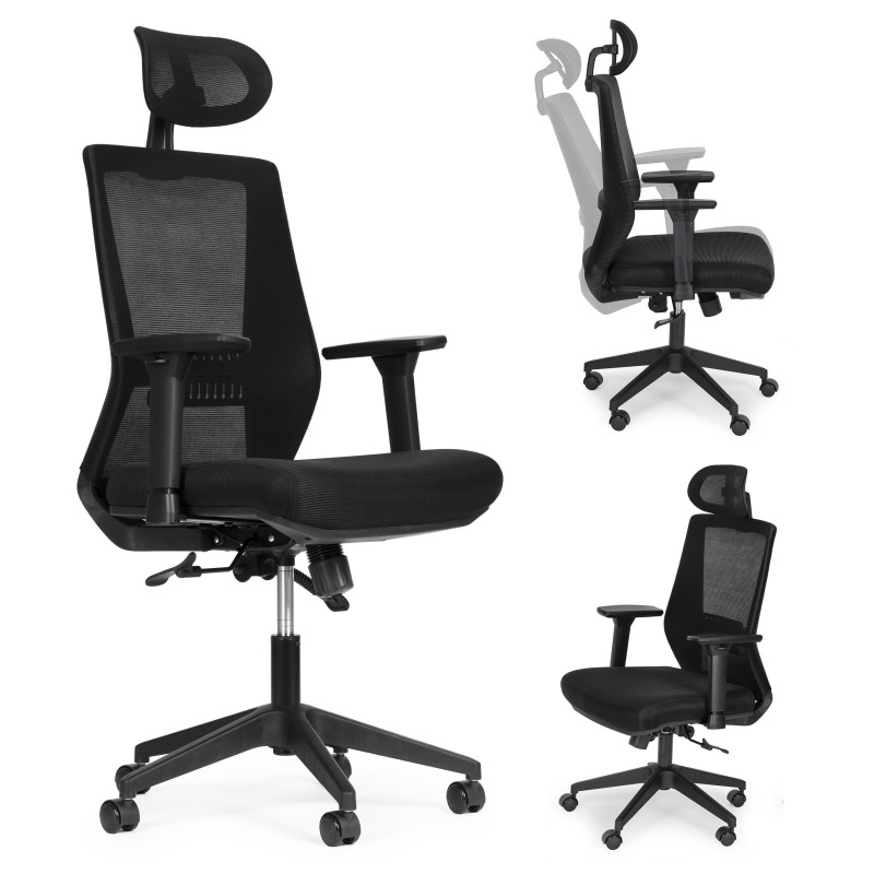Fotel biurowy obrotowy ergonomiczny regulacja wysokości czarny ModernHome