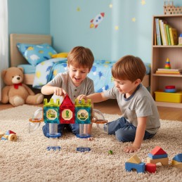 Klocki magnetyczne kontrukcyjne 3D tor kulkowy kulodrom 113 elementów