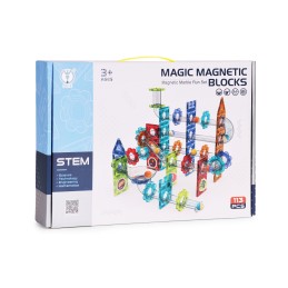 Klocki magnetyczne kontrukcyjne 3D tor kulkowy kulodrom 113 elementów