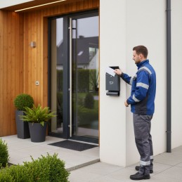 Skrzynka na listy z gazetownikiem pocztowa ścienna stal galwanizowana antracyt ModernHome