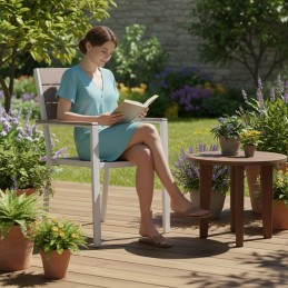 Zestaw 2 krzeseł ogrodowych na taras balkon stal HDPE beżowe białe MultiGarden