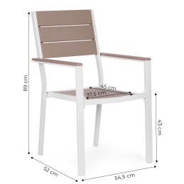 Zestaw 2 krzeseł ogrodowych na taras balkon stal HDPE beżowe białe MultiGarden